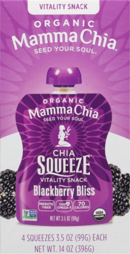 Mamma Chia Organic Chia Squeeze Blackberry Bliss Vitality Snacks 4 Count Perspective: left