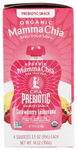 Mamma Chia® Organic Strawberry Lemonade Prebiotic Squeeze Snack Perspective: left