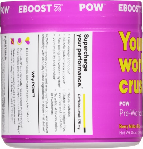EBOOST® Berry Melon Fizz Pre Workout Superenhancer Powder Perspective: left