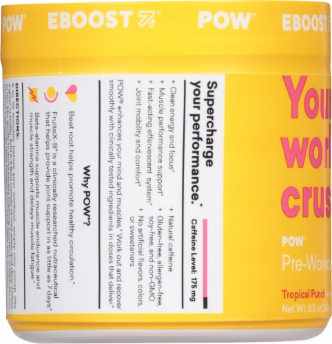 EBOOST Tropical Punch Pre-Workout Superenhancer Powder Perspective: left