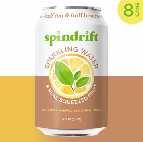 Spindrift® Half Tea Half Lemon Flavored Sparkling Water Cans Perspective: left