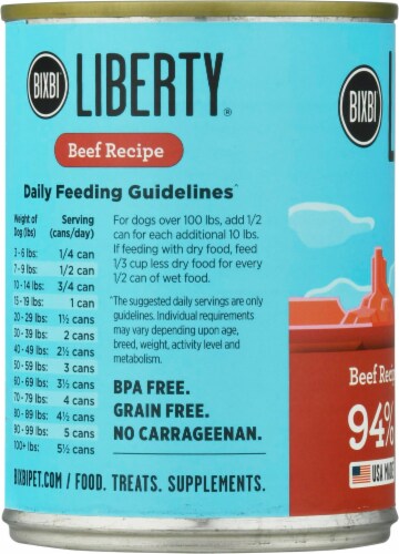 BIXBI Liberty Beef Recipe Wet Dog Food Perspective: left