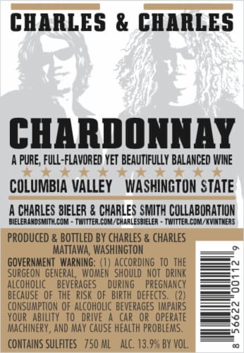 Charles & Charles Chardonnay Washington White Wine Perspective: left