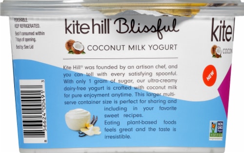 Kite Hill Blissful Vanilla Unsweetened Creamy Coconut Milk Yogurt Perspective: left