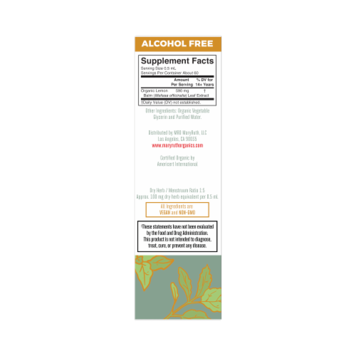 Maryruth's® Organic Lemon Balm Liquid Extract Perspective: left