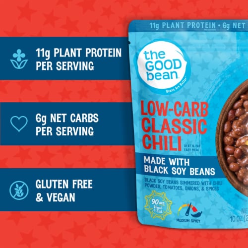 The Good Bean® Heat & Eat Low Carb Black Soy Beans Chili Perspective: left