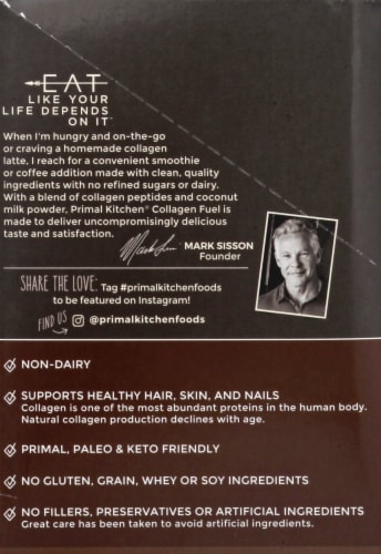 Primal Kitchen Collagen Fuel Chocolate Coconut Collagen Peptide Drink Mix 12 Count Perspective: left
