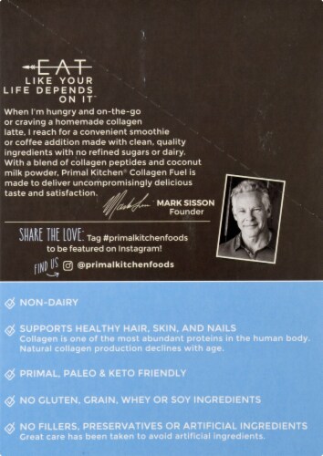 Primal Kitchen Collagen Fuel Vanilla Coconut Collagen Peptide Drink Mix 12 Count Perspective: left