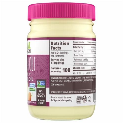 Primal Kitchen Garlic Aioli Mayo Made with Avocado Oil Perspective: left