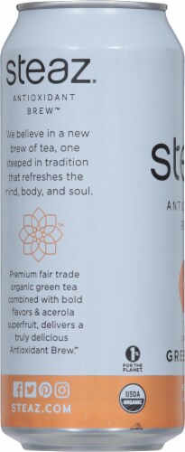 Steaz® Organic Iced Peach Green Tea Perspective: left