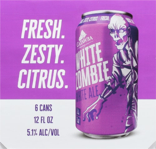 Catawba White Zombie White Ale Cans Perspective: left
