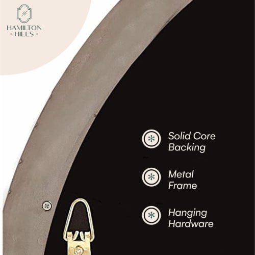 Hamilton Hills 24  Silver Round Mirror | Brushed Metal Framed Classic Design Perspective: left