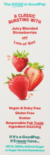 Goodpop Dairy-Free & Fat-Free Strawberry Frozen Pops Perspective: left