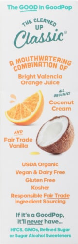 Goodpop Organic Dairy Free Orange N' Cream Frozen Dessert Pops Perspective: left