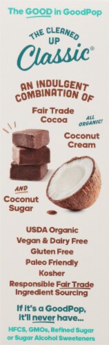 Goodpop Organic Dairy Free Chocolate Fudge Frozen Dessert Pops Perspective: left