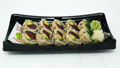 Yummi Sushi Brown Rice Tuna Avocado Roll Perspective: left