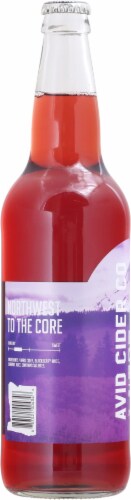 Avid Cider Company Blackberry Currant Apple Hard Cider Perspective: left