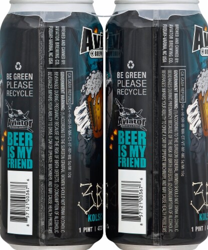 Aviator Brewing Company 3 Bone Kolsch Style Ale Perspective: left