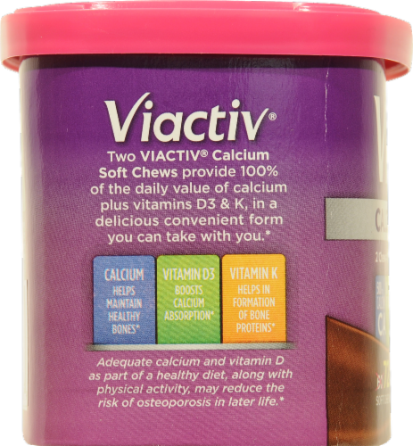 Viactiv Calcium Plus D Milk Chocolate Soft Chews Perspective: left