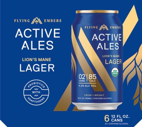 Flying Embers Active Ales Lion's Mane Lager Perspective: left