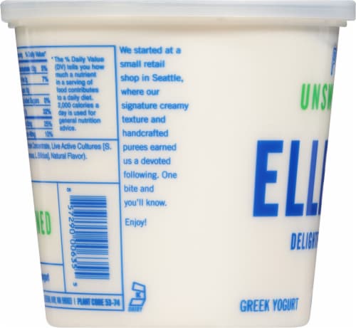 Ellenos Plain Unsweetened Real Greek Yogurt Tub Perspective: left