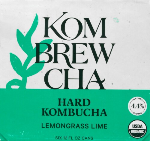 Kombrewcha Lemongrass Lime Hard Kombucha Perspective: left