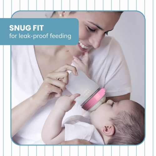Botabee Baby Bottle Collar Rings Pink | Compatible with Comotomo Perspective: left