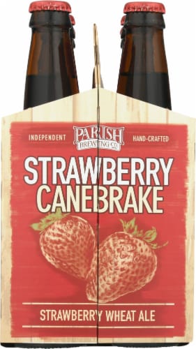 Parish Brewing Strawberry Canebrake Wheat Ale Perspective: left