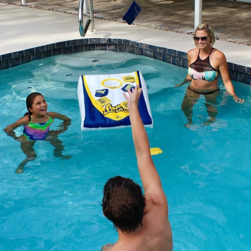 Driveway Games Floating Bean Bag Toss Inflatable Cornhole Game for Outdoor Pool Perspective: left