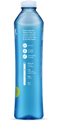 Perfect Hydration 9.5+ pH™ +Electrolytes Alkaline Bottled Water Perspective: left