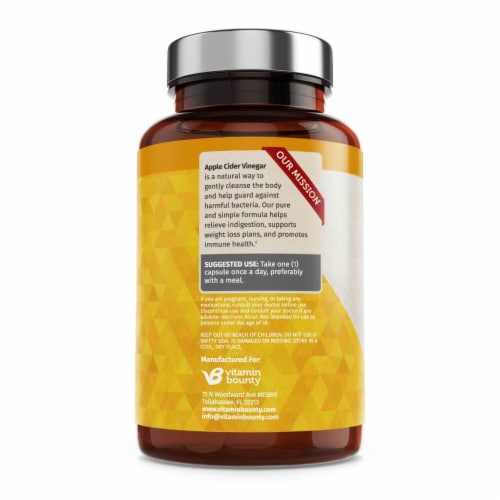 Vitamin Bounty Apple Cider Vinegar with Cayenne Pepper Veggie Caps Perspective: left