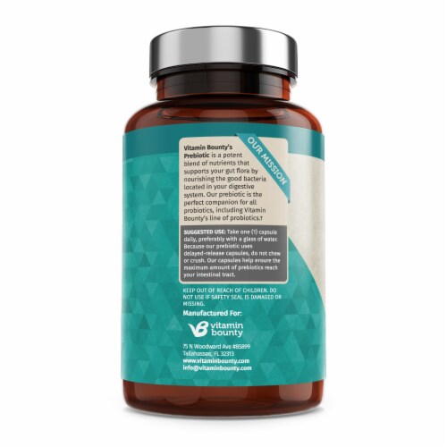 Vitamin Bounty Prebiotic Digestive Support Capsules 15mg Perspective: left