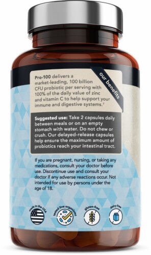 Vitamin Bounty Pro-100 Raw Probiotic Capsules Perspective: left