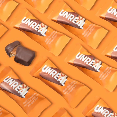 Unreal® Dark Chocolate Caramel Peanut Nougat Bars Perspective: left