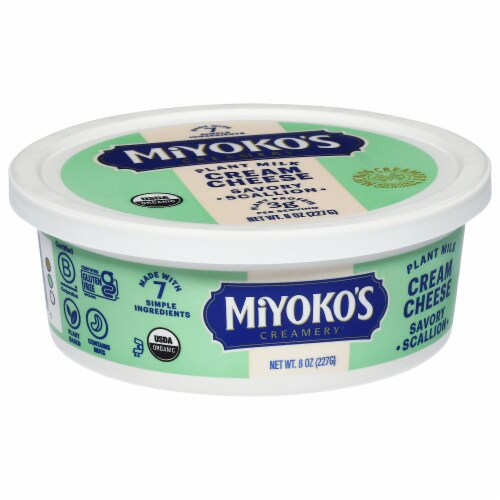 Miyoko's Creamery Plant Milk Savory Scallion Cream Cheese Perspective: left