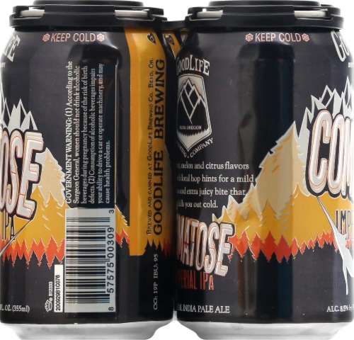 GoodLife Brewing Co. Comatose IPA Beer Perspective: left
