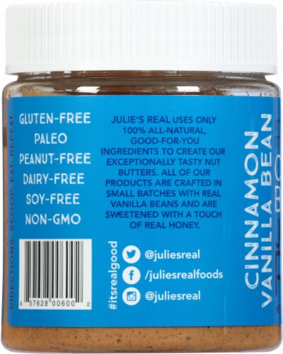 Julie's Real Cinnamon Vanilla Bean Cashew Butter Perspective: left