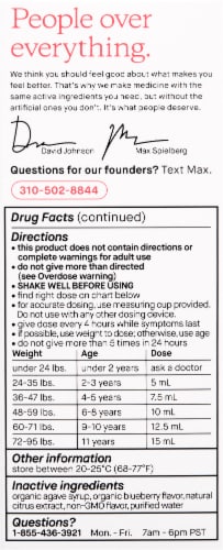 Genexa Kids' Pain & Fever Gluten-Free Blueberry Acetaminophen Oral Suspension Perspective: left