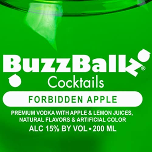 Buzzballz Forbidden Apple Cocktail Perspective: left