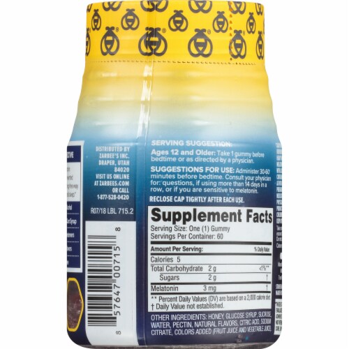 Zarbee’s Naturals Natural Mixed Fruit Flavor Sleep with Melatonin Gummies Perspective: left