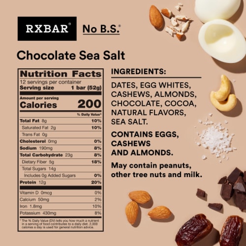 RXBAR Chocolate Sea Salt Protein Bars Perspective: left