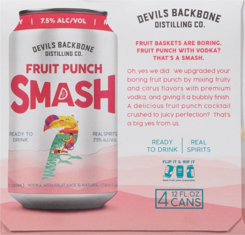 Devils Backbone Distilling Co. Fruit Punch Smash Ready to Drink Cocktail Perspective: left