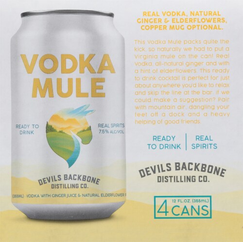Devils Backbone Brewing Company Vodka Mule Ready to Drink Canned Cocktail Perspective: left