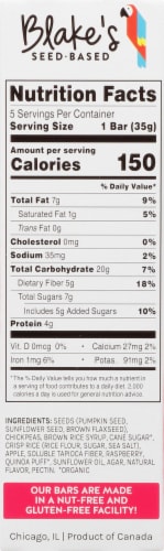 Blake's Seed Based Raspberry Snack Bars Perspective: left