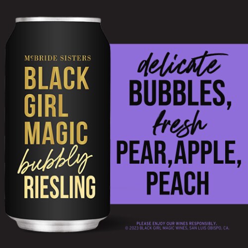 Black Girl Magic Bubbly Riesling California Sparkling Wine Can Perspective: left