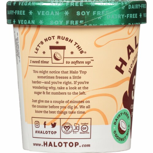 Halo Top® Dairy-Free Soy-Free Vegan Peanut Butter Cup Frozen Dessert Perspective: left