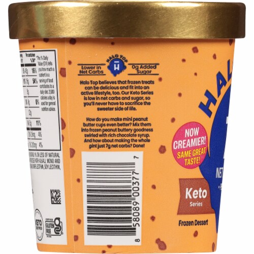 Halo Top® Keto Peanut Butter Chocolate Ice Cream Pint Perspective: left
