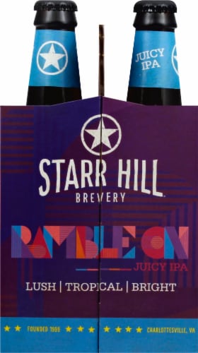 Starr Hill Brewery Ramble On Juicy IPA Beer Perspective: left