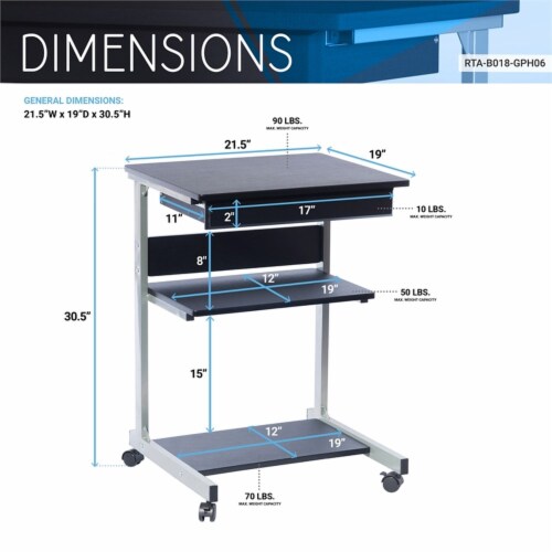 Techni Mobili  Compact Computer Cart With Storage