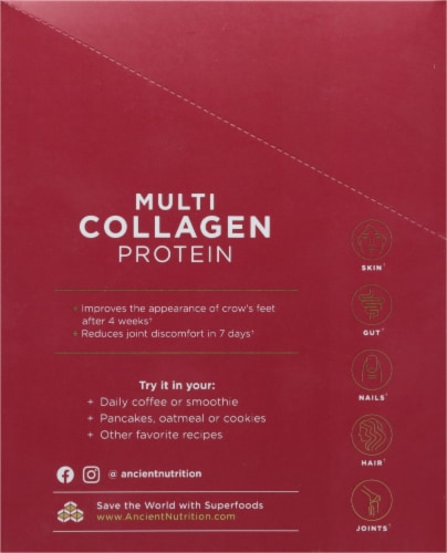Ancient Nutrition Multi Collagen Protein Powder Stick Packs Perspective: left